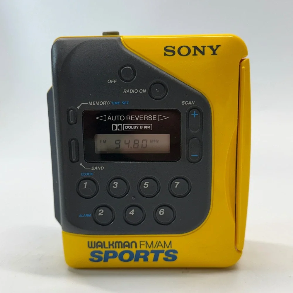 Vintage Sony Walkman Sports Cassette Player FM AM Yellow WM-F2078 Y2K